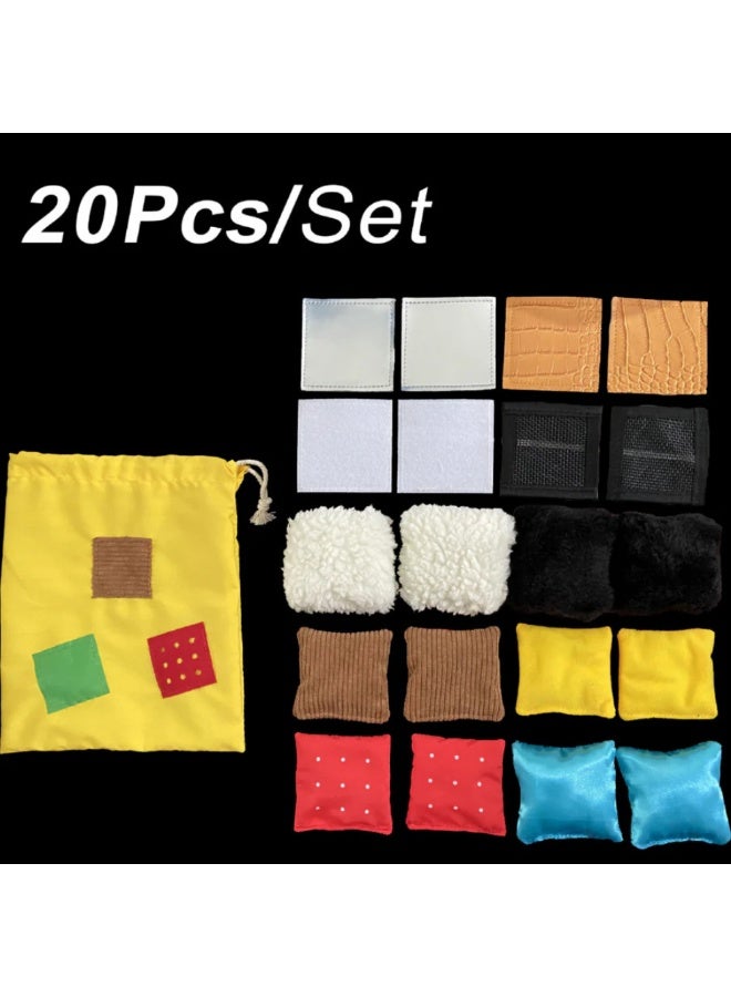 SnuzzleMart Sensory Matching Sandbags 20PCS – Tactile Memory Game & Learning Toy for Autism, ADHD & SPD – Textured Bean Bags for Toddlers & Kids – Includes Drawstring Storage Bag – Multicolored Tactile Squares - Image 5